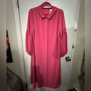 Zadie B’s Mallory Button Chic Long Sleeve Pink Dress